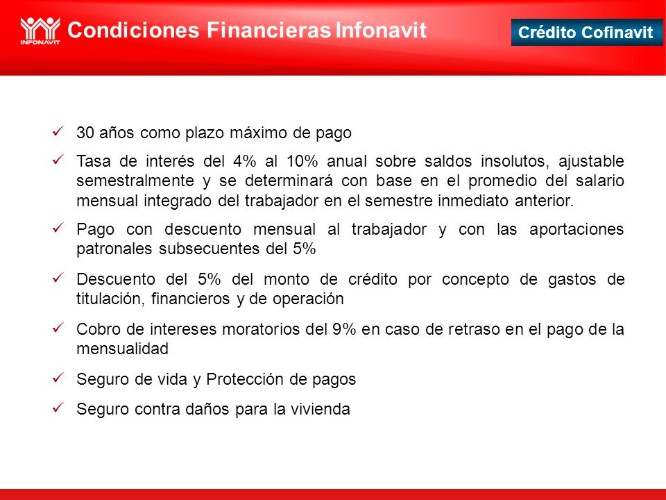 Condiciones Financieras Infonavit