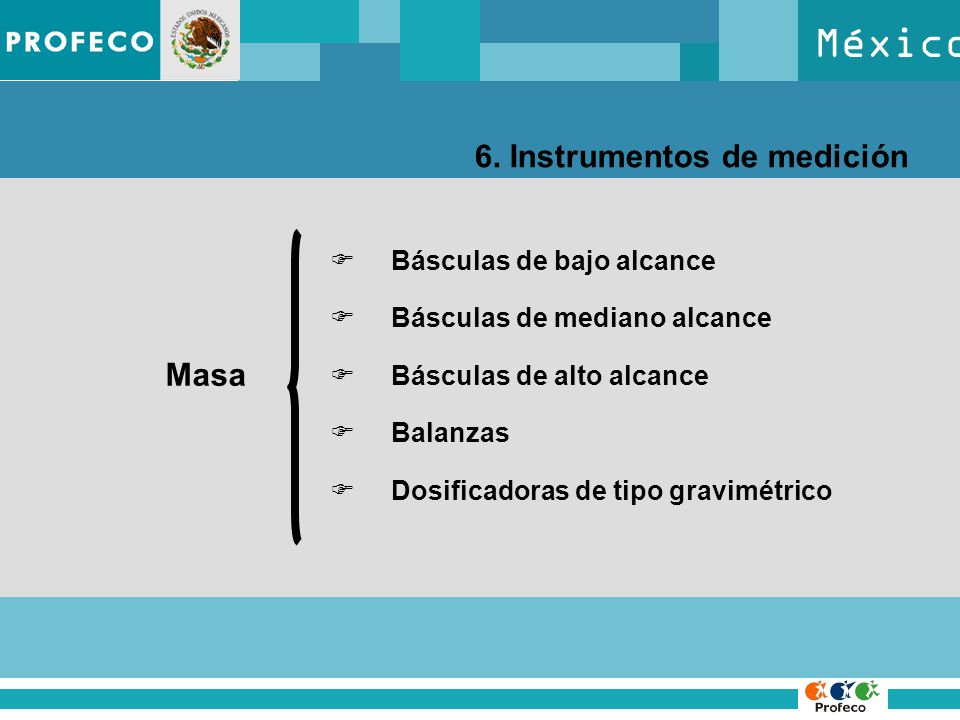 México 6. Instrumentos de medición Masa Básculas de bajo alcance