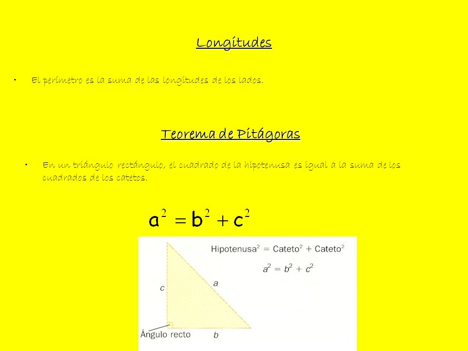 Longitudes Teorema de Pitágoras