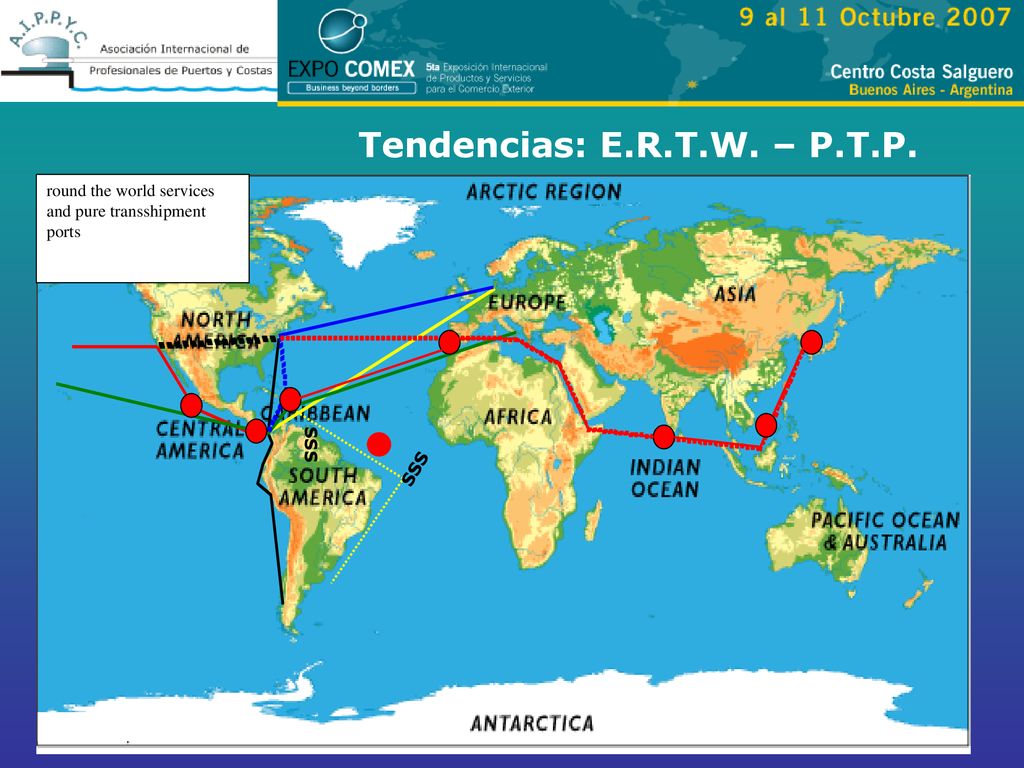Tendencias: E.R.T.W. – P.T.P. round the world services and pure transshipment ports SSS SSS