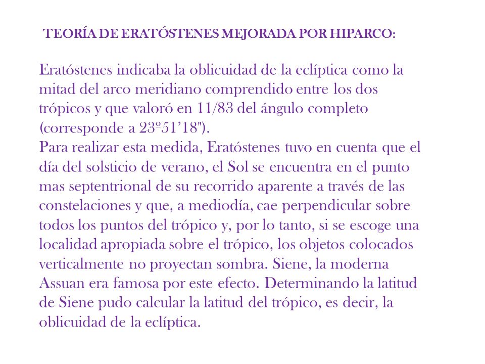 TEORÍA DE ERATÓSTENES MEJORADA POR HIPARCO: