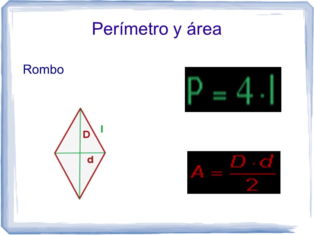 Perímetro y área Rombo