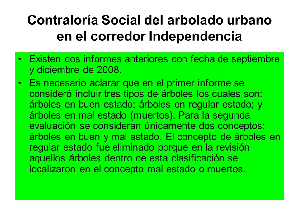 Contraloría Social del arbolado urbano en el corredor Independencia