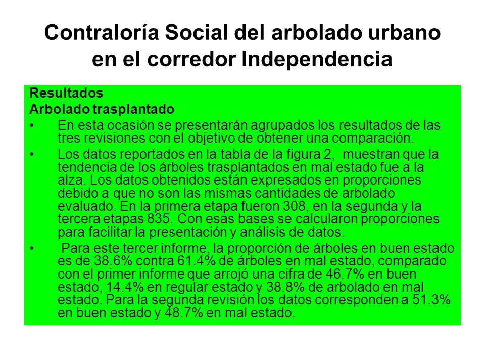 Contraloría Social del arbolado urbano en el corredor Independencia