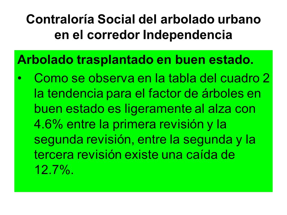 Contraloría Social del arbolado urbano en el corredor Independencia