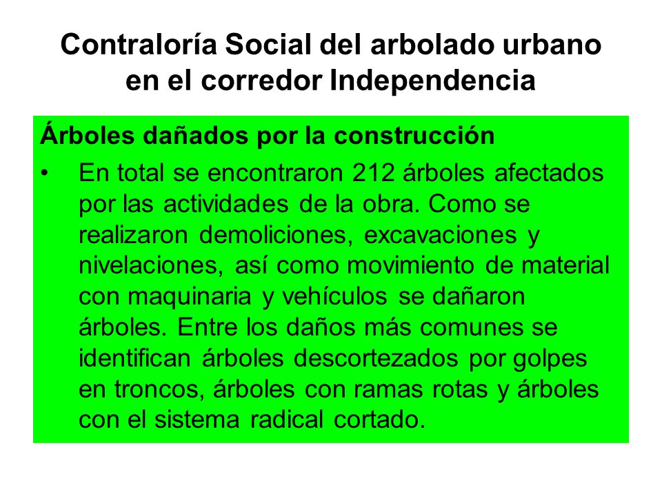 Contraloría Social del arbolado urbano en el corredor Independencia