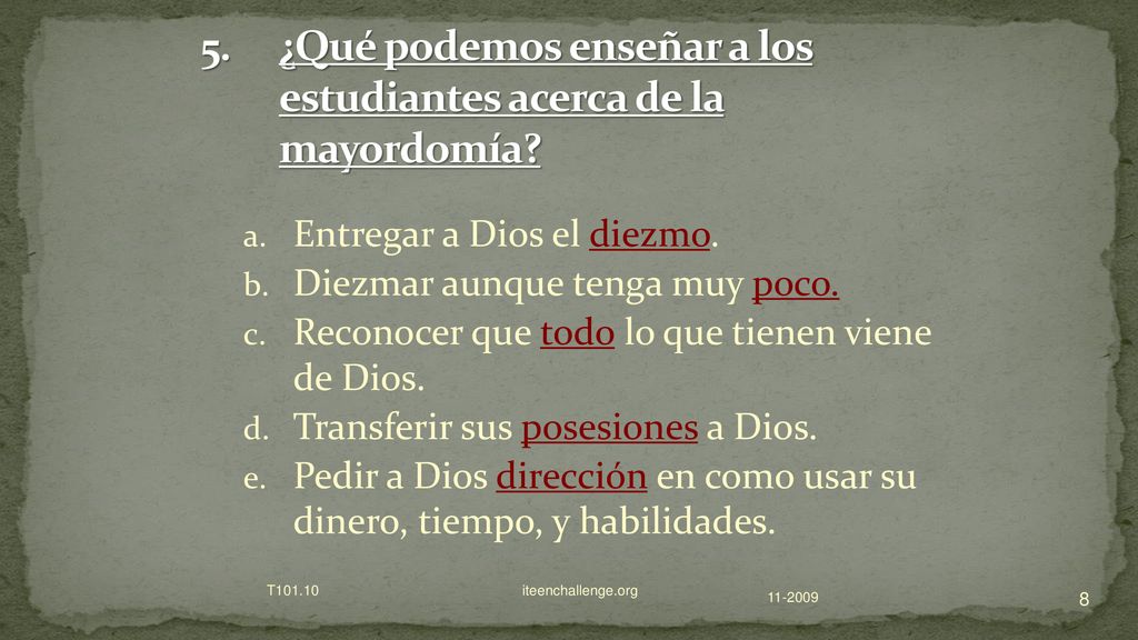 ¿Qué podemos enseñar a los estudiantes acerca de la mayordomía