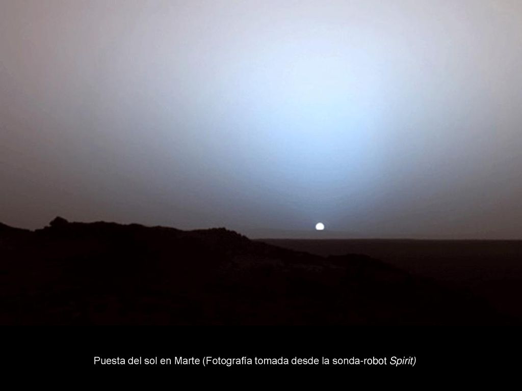 Puesta del sol en Marte (Fotografía tomada desde la sonda-robot Spirit)
