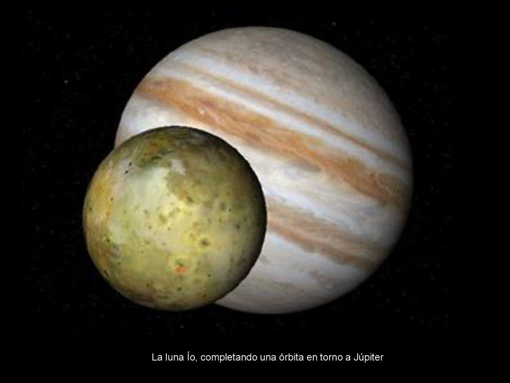 La luna Ío, completando una órbita en torno a Júpiter