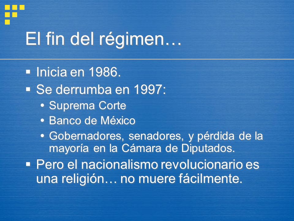 El fin del régimen… Inicia en Se derrumba en 1997:
