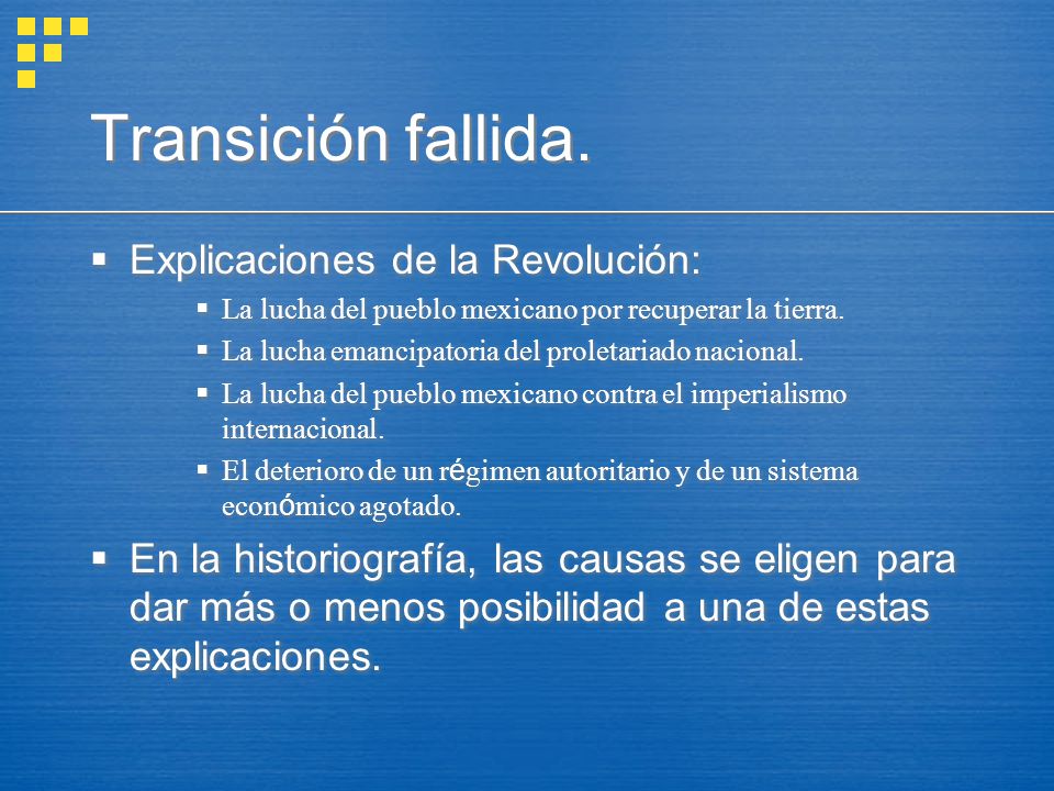 Transición fallida. Explicaciones de la Revolución: