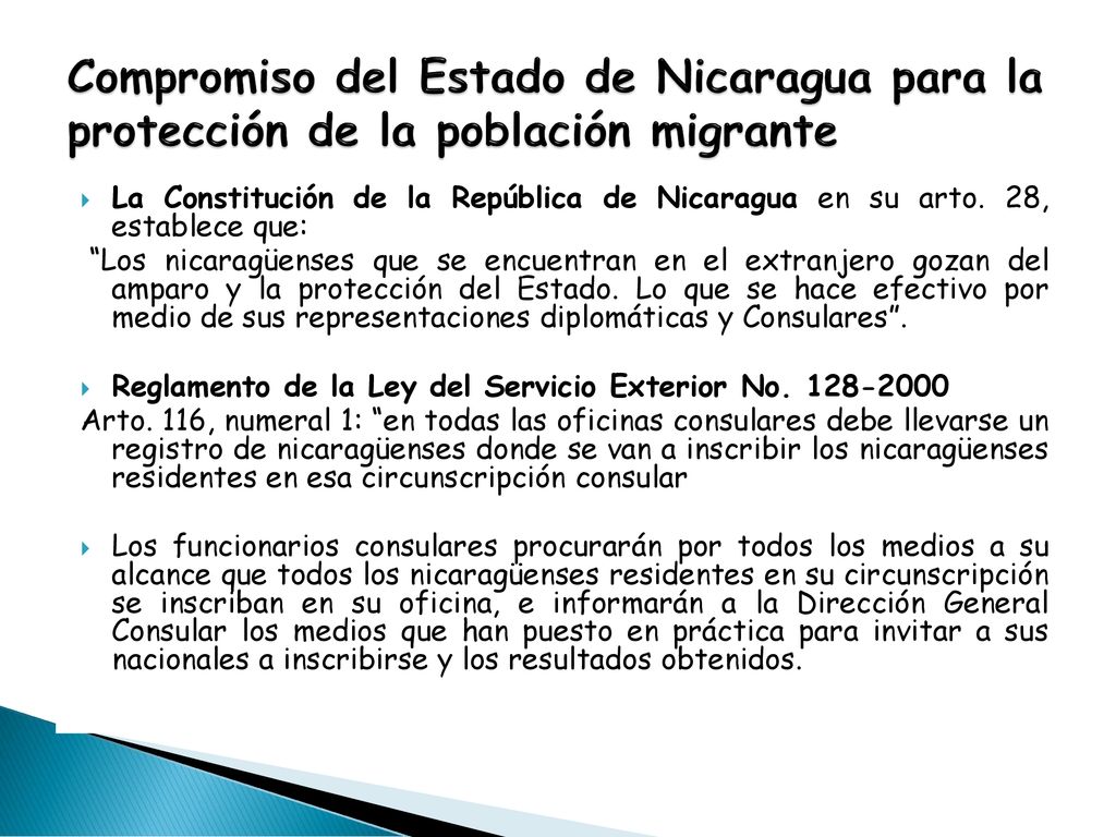 Compromiso del Estado de Nicaragua para la protección de la población migrante