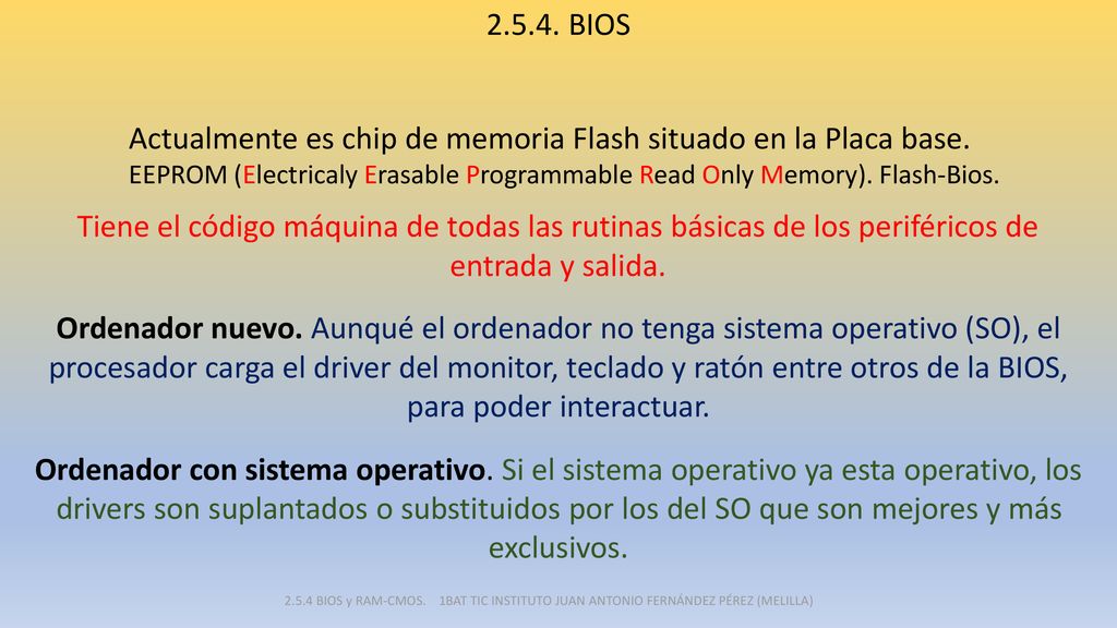Actualmente es chip de memoria Flash situado en la Placa base.