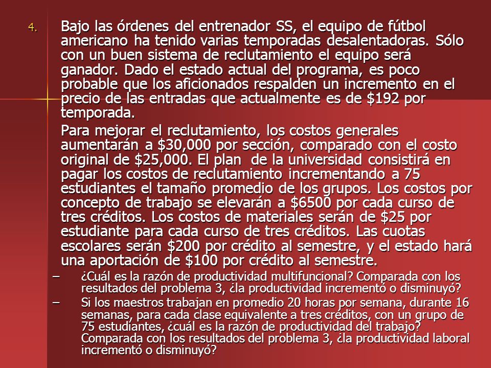 Bajo las órdenes del entrenador SS, el equipo de fútbol americano ha tenido varias temporadas desalentadoras. Sólo con un buen sistema de reclutamiento el equipo será ganador. Dado el estado actual del programa, es poco probable que los aficionados respalden un incremento en el precio de las entradas que actualmente es de $192 por temporada.