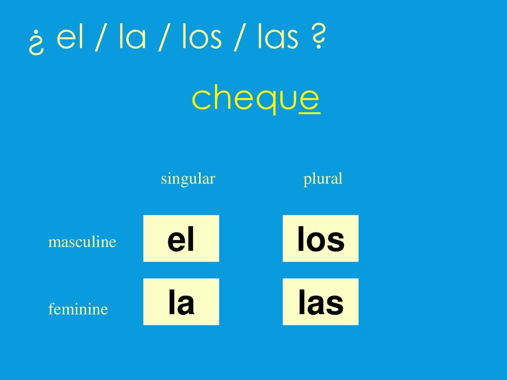 ¿ el / la / los / las cheque el los la las singular plural masculine