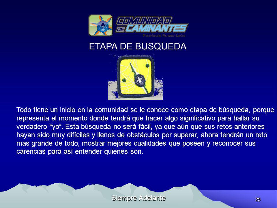 ETAPA DE BUSQUEDA Todo tiene un inicio en la comunidad se le conoce como etapa de búsqueda, porque.