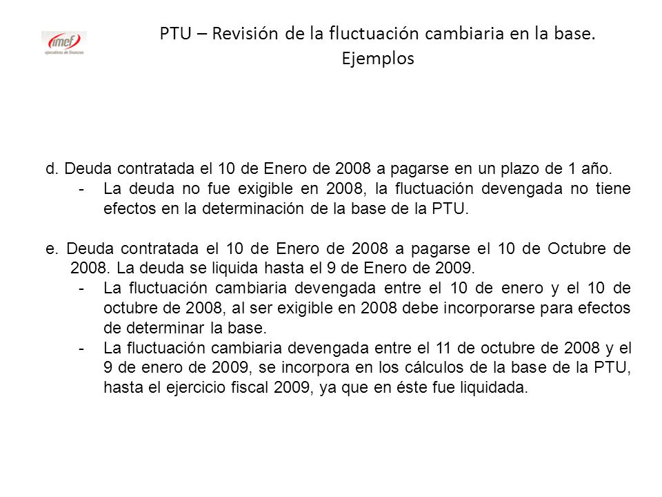 PTU – Revisión de la fluctuación cambiaria en la base. Ejemplos
