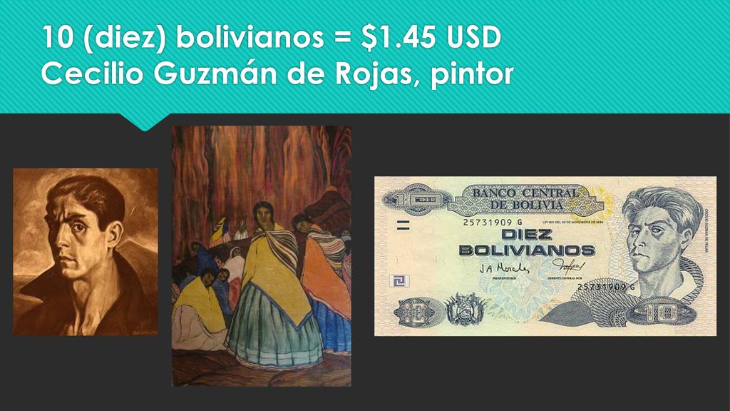 Estado Cecilio Guzmán de Rojas a la derecha Bolivia 10 de Bolivia 2015 Uncirculated Serie J 