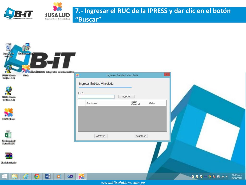 7.- Ingresar el RUC de la IPRESS y dar clic en el botón Buscar