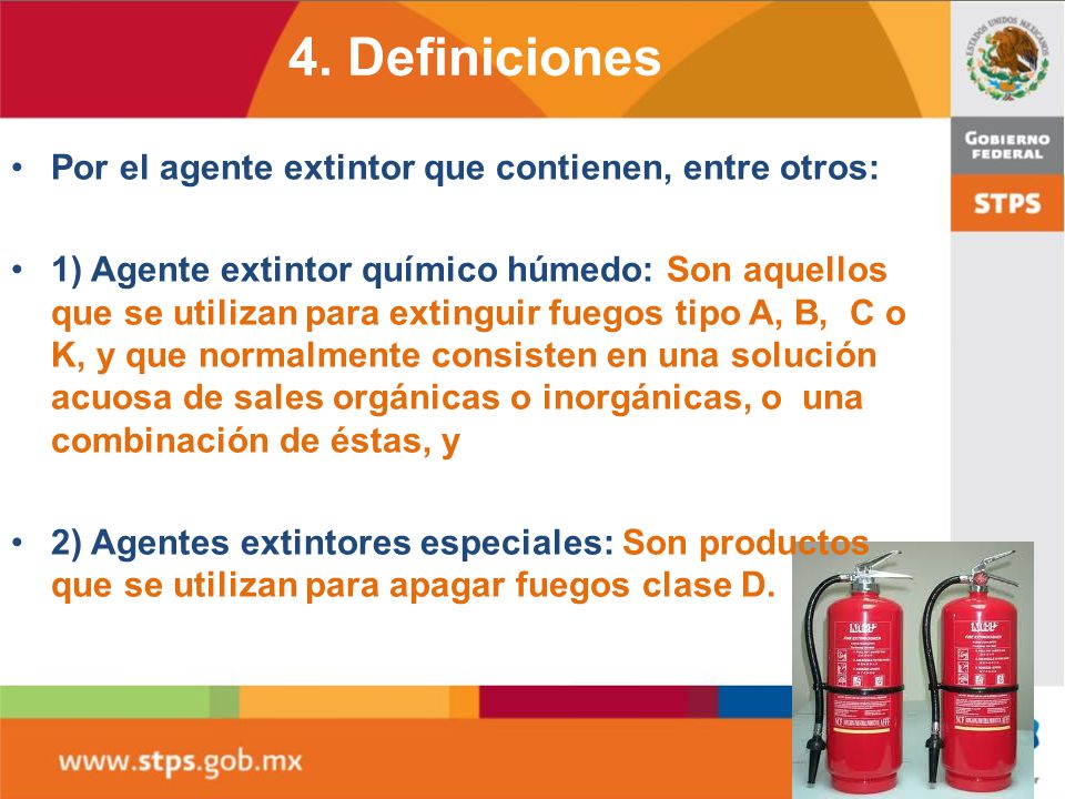 4. Definiciones Por el agente extintor que contienen, entre otros: