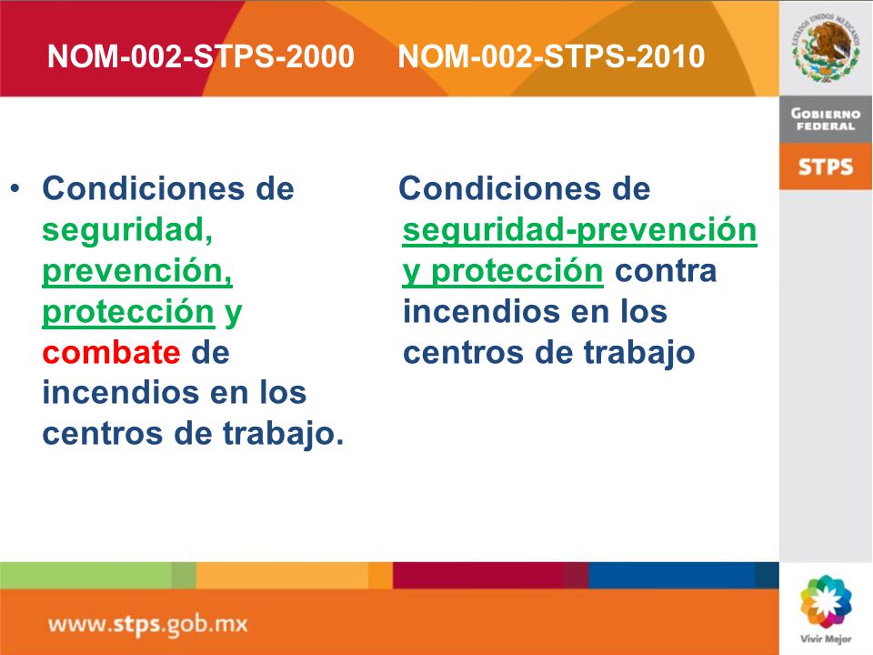 NOM-002-STPS-2000 NOM-002-STPS Condiciones de seguridad, prevención, protección y combate de incendios en los centros de trabajo.
