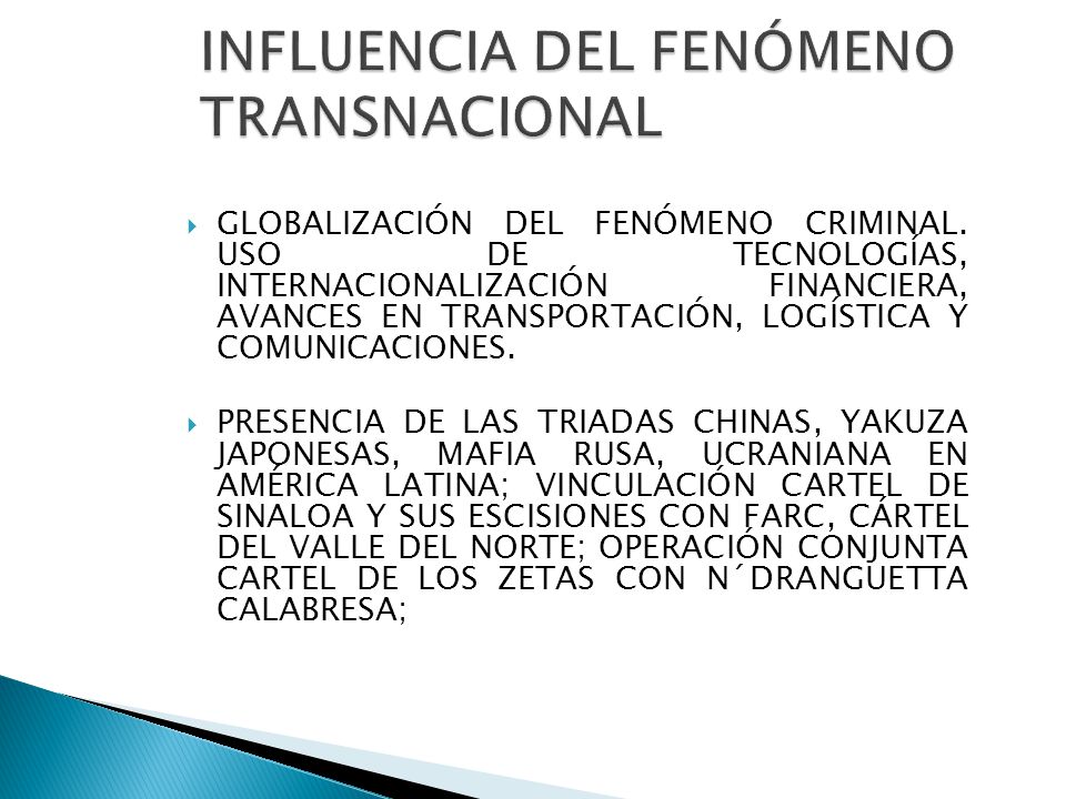INFLUENCIA DEL FENÓMENO TRANSNACIONAL