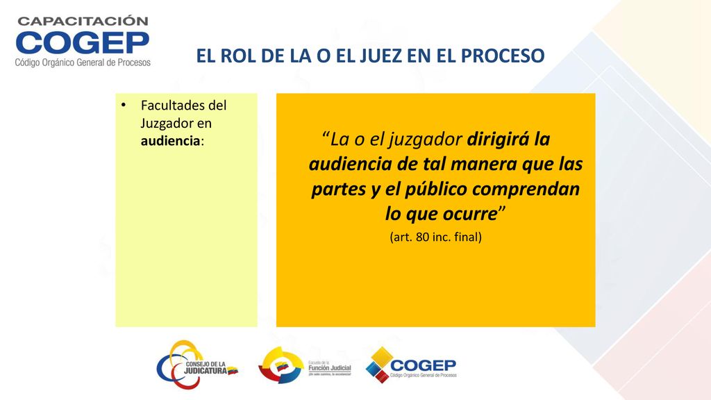 EL ROL DE LA O EL JUEZ EN EL PROCESO