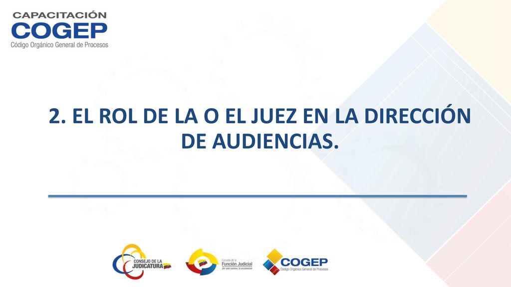 2. EL ROL DE LA O EL JUEZ EN LA DIRECCIÓN DE AUDIENCIAS.
