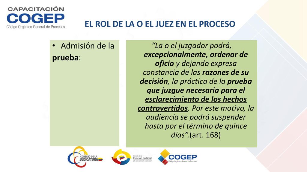 EL ROL DE LA O EL JUEZ EN EL PROCESO