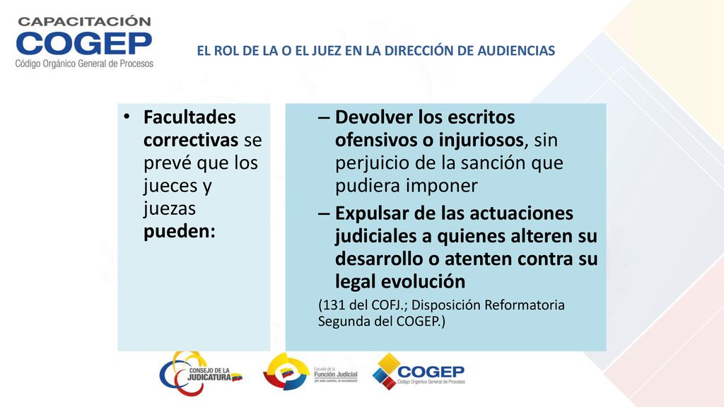 EL ROL DE LA O EL JUEZ EN LA DIRECCIÓN DE AUDIENCIAS