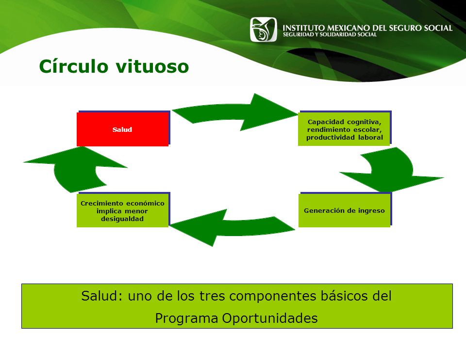 Círculo vituoso Salud: uno de los tres componentes básicos del