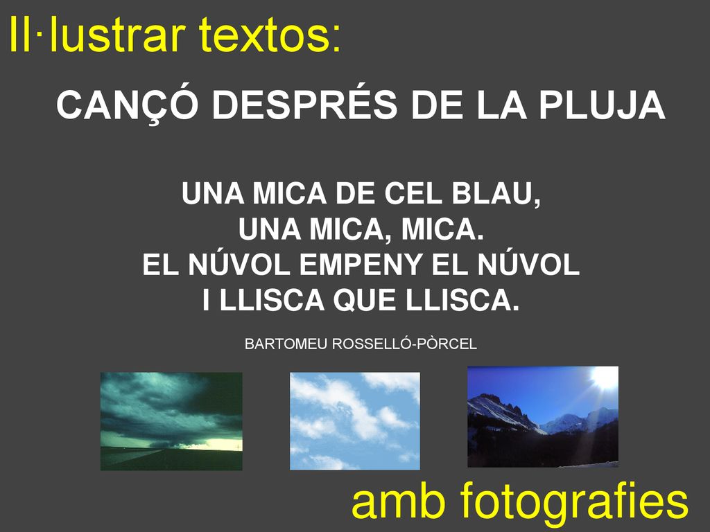 CANÇÓ DESPRÉS DE LA PLUJA EL NÚVOL EMPENY EL NÚVOL