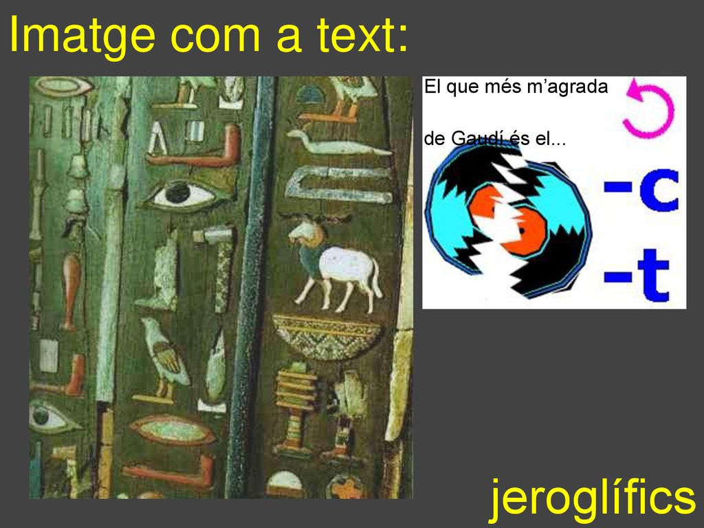 Imatge com a text: El que més m’agrada de Gaudí és el... jeroglífics