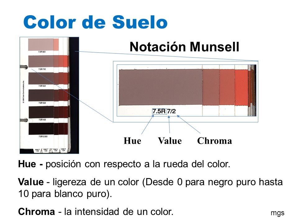 Color de Suelo Notación Munsell Hue Value Chroma