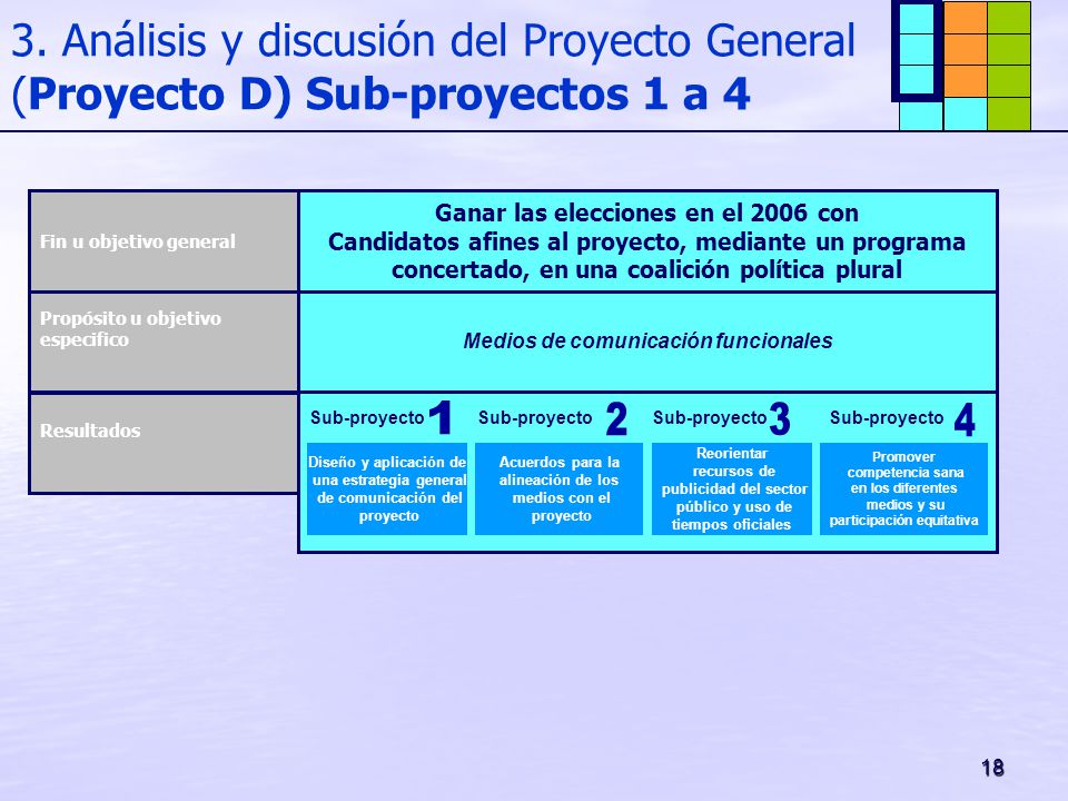 3. Análisis y discusión del Proyecto General (Proyecto D) Sub-proyectos 1 a 4