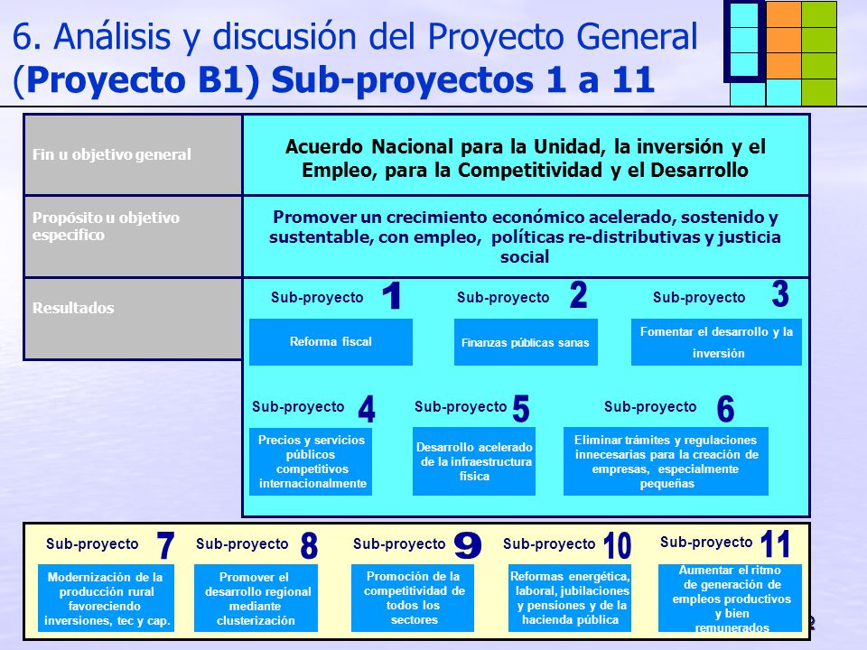 6. Análisis y discusión del Proyecto General (Proyecto B1) Sub-proyectos 1 a 11
