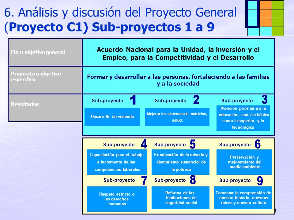 6. Análisis y discusión del Proyecto General (Proyecto C1) Sub-proyectos 1 a 9