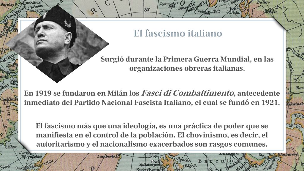 El fascismo italiano Surgió durante la Primera Guerra Mundial, en las organizaciones obreras italianas.