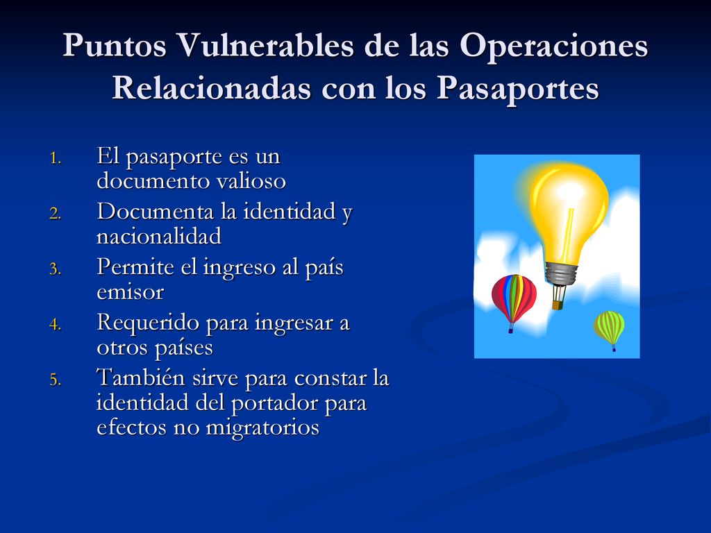 Puntos Vulnerables de las Operaciones Relacionadas con los Pasaportes