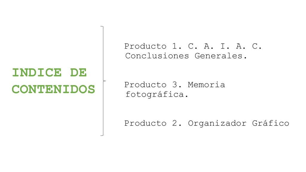 Producto 1. C. A. I. A. C. Conclusiones Generales.