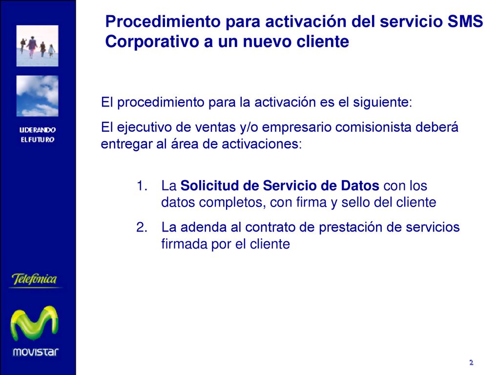 Procedimiento para activación del servicio SMS Corporativo a un nuevo cliente