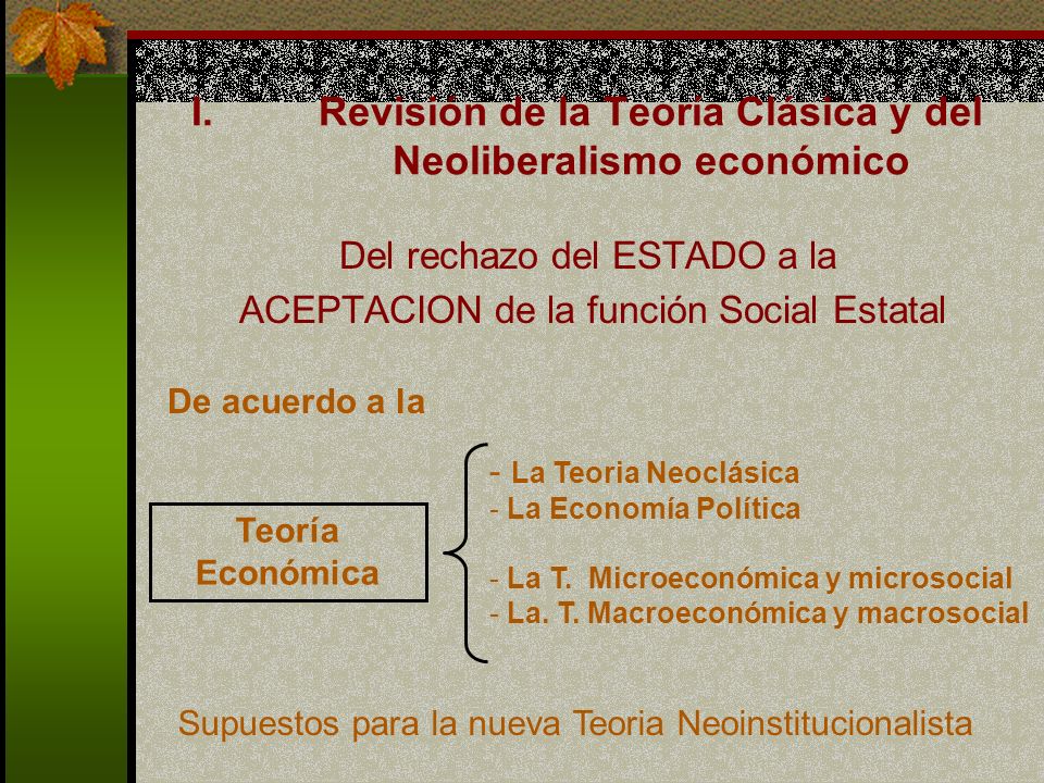 Revisión de la Teoría Clásica y del Neoliberalismo económico