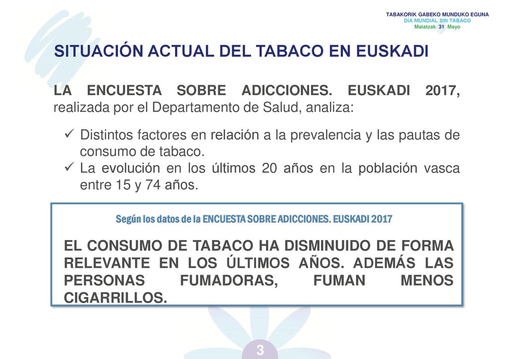 Según los datos de la ENCUESTA SOBRE ADICCIONES. EUSKADI 2017