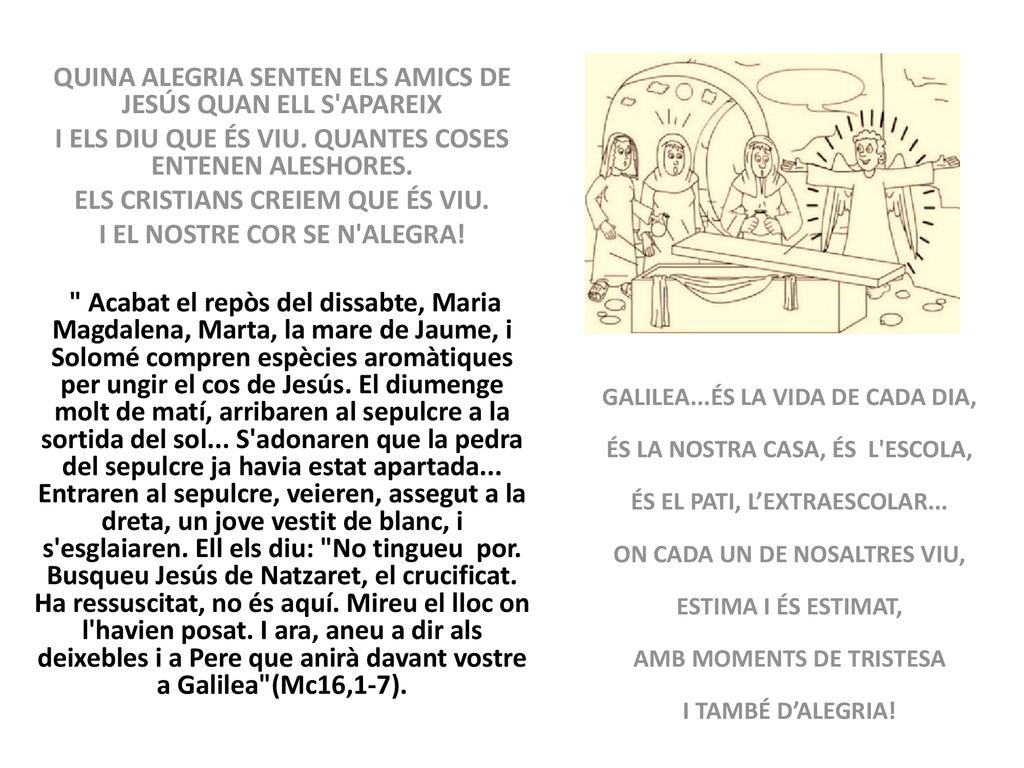 Quina alegria senten els amics de Jesús quan Ell s apareix