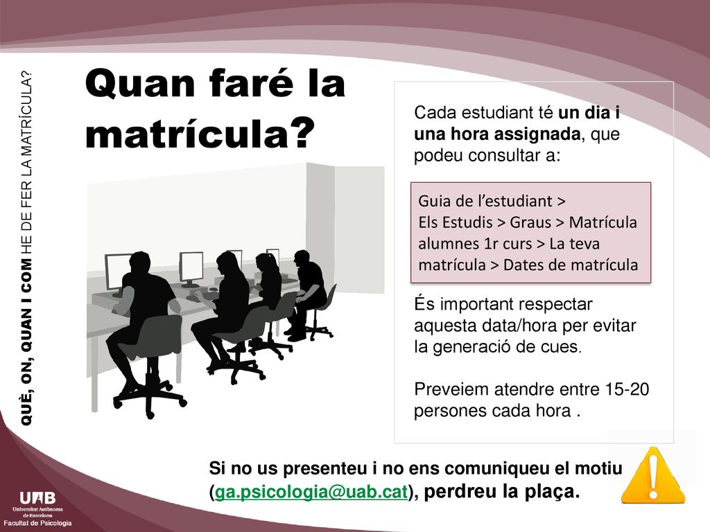 QUÈ, ON, QUAN I COM HE DE FER LA MATRÍCULA