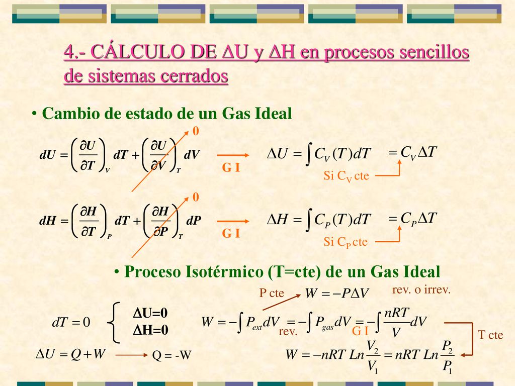 4.- CÁLCULO DE U y H en procesos sencillos de sistemas cerrados