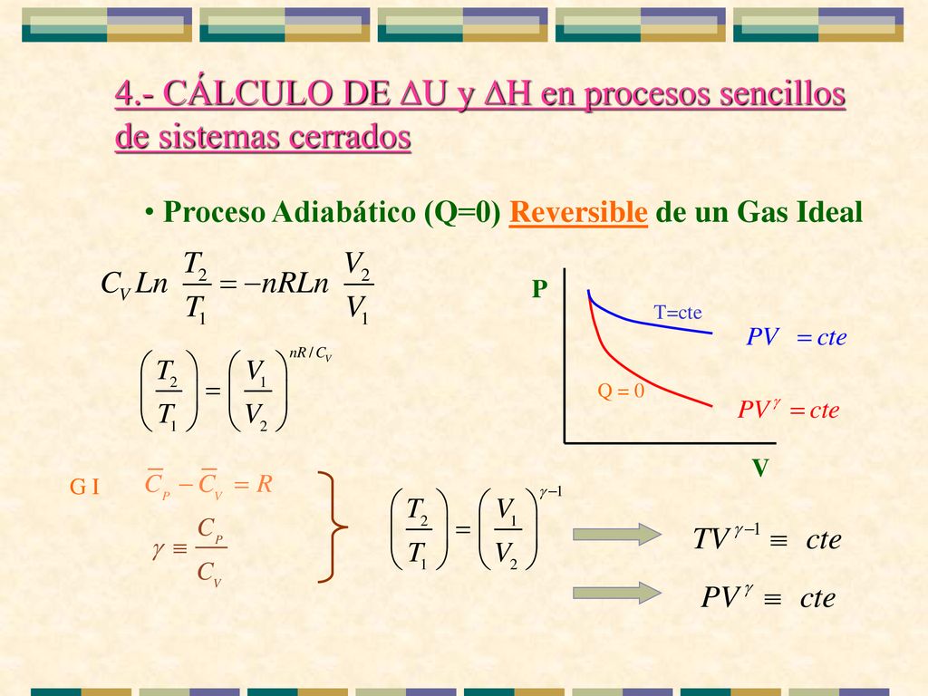 4.- CÁLCULO DE U y H en procesos sencillos de sistemas cerrados