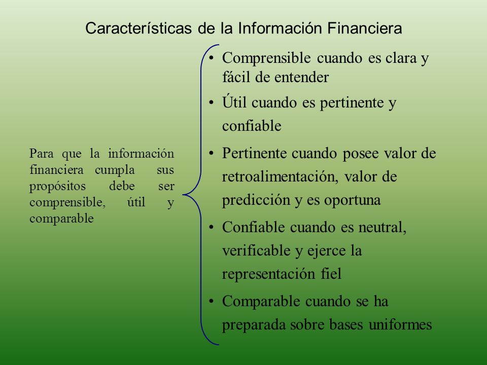 Características de la Información Financiera