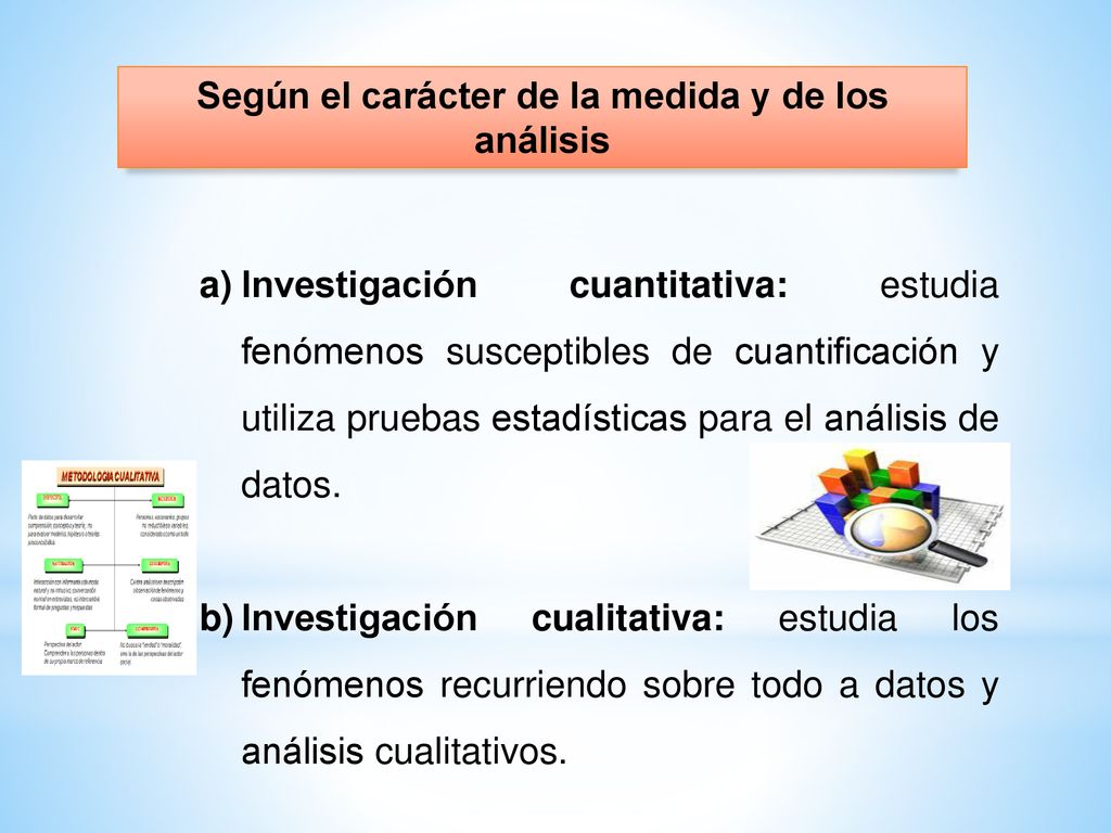 Según el carácter de la medida y de los análisis