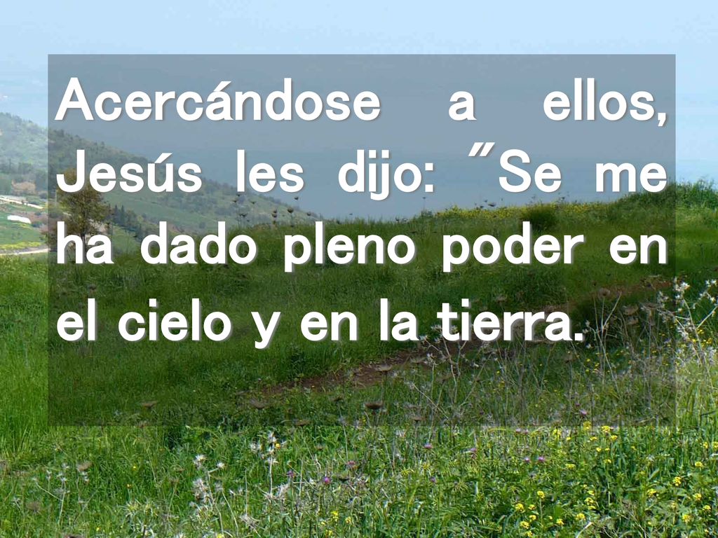 Acercándose a ellos, Jesús les dijo: Se me ha dado pleno poder en el cielo y en la tierra.